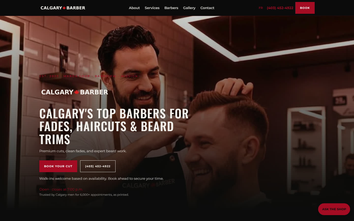 Calgary Barber Shop website, Calgary