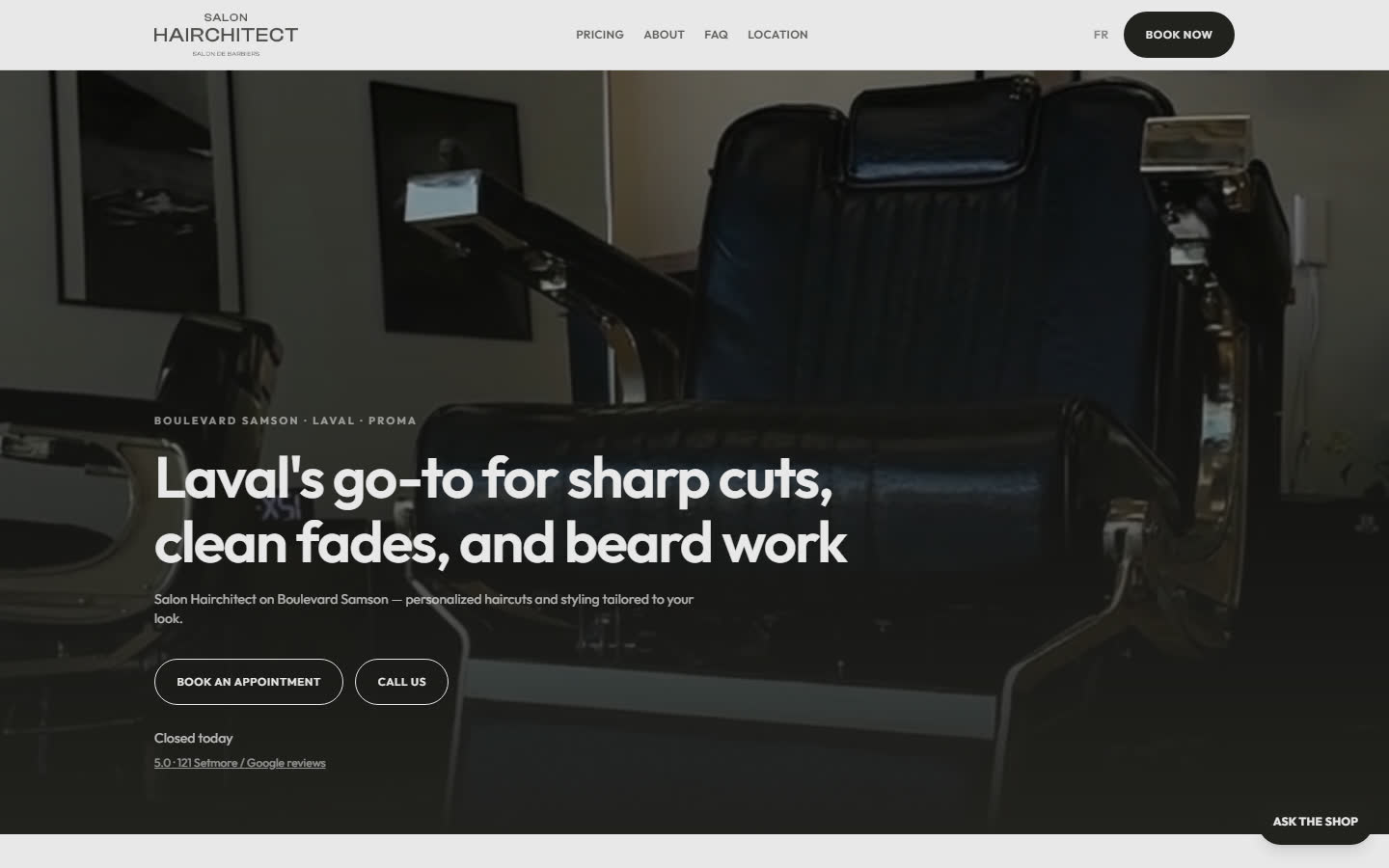 Salon Hairchitect website, Laval