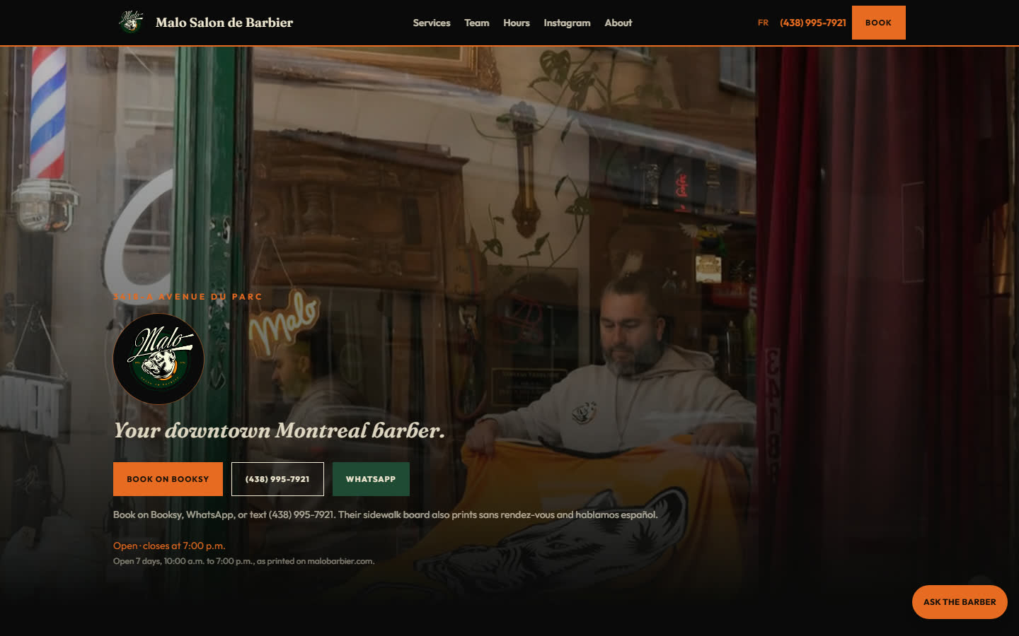 Malo Salon de Barbier website, Montréal